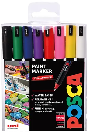 uni Chalk Marker Pack of 8 Assorted