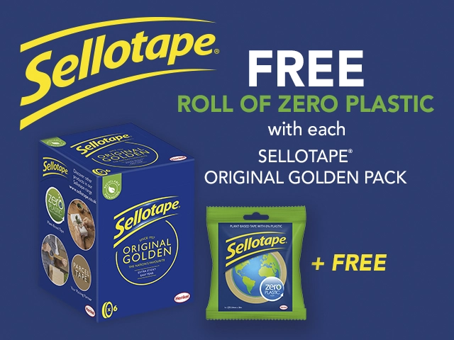 Buy Sellotape Original Golden Pack and receive a FREE Pack of Zero Plastic Sellotape